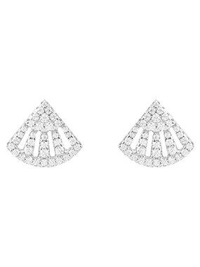 NWT. APM Monaco Fan Pave Stud Earrings Sterling Silver
